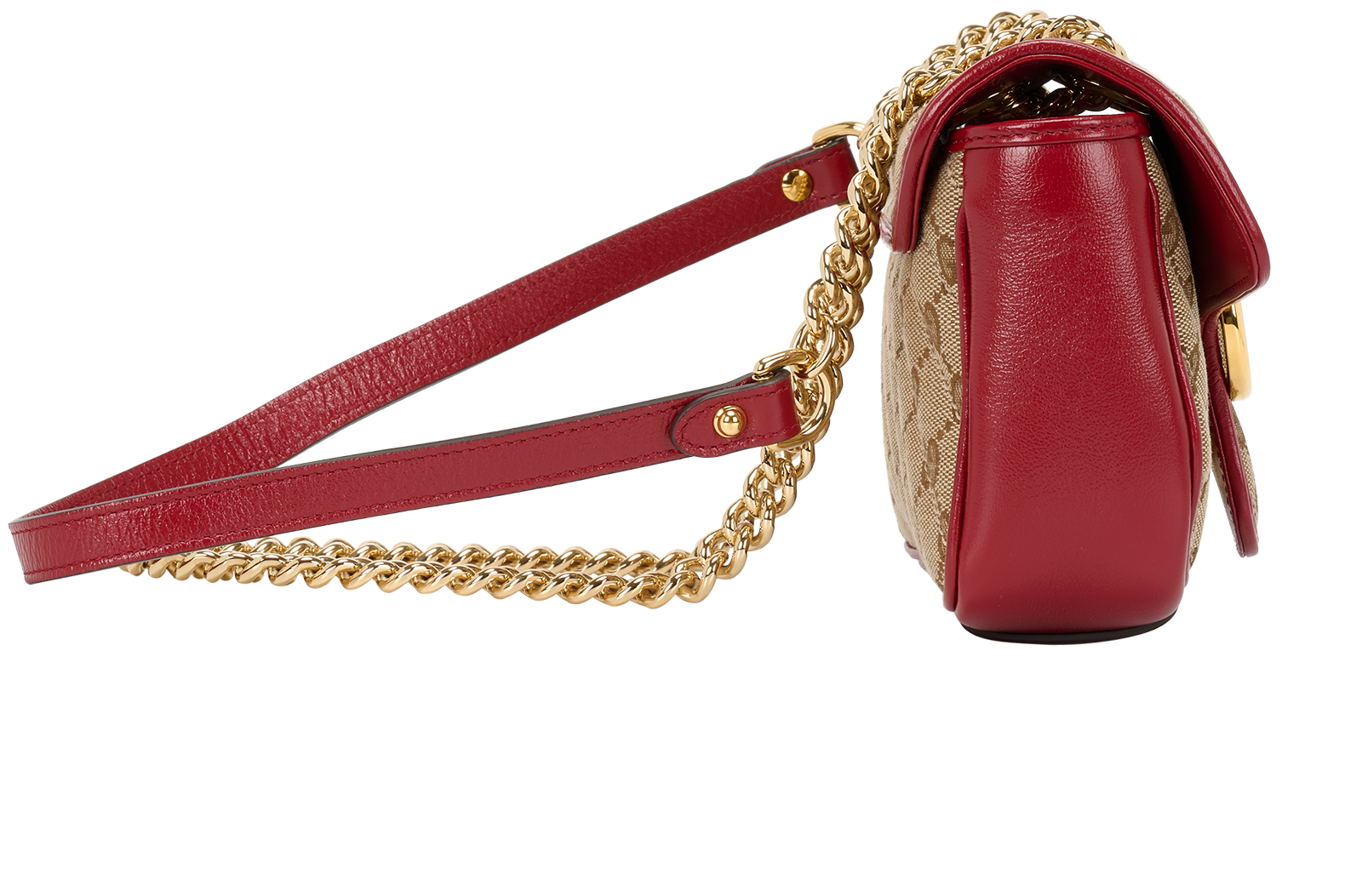 Small GG Marmont, &pound;750, Handbags, Beige/Red, Canvas/Leather, Side view